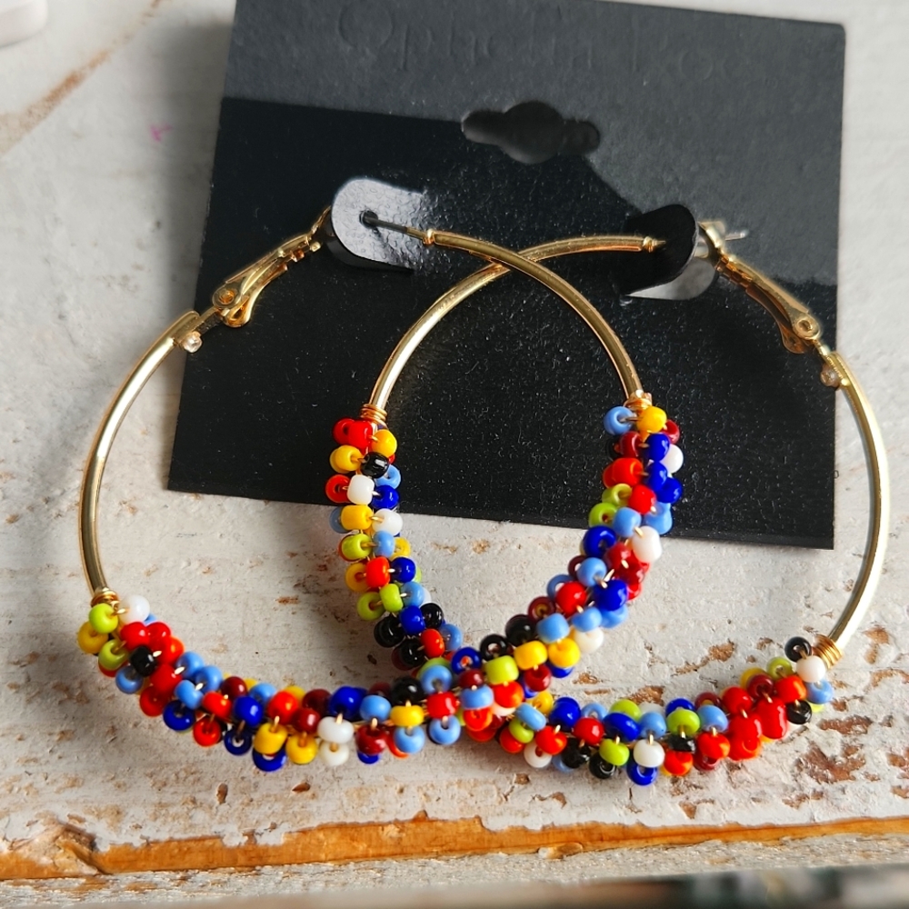 Multi-colors seed bead earrings